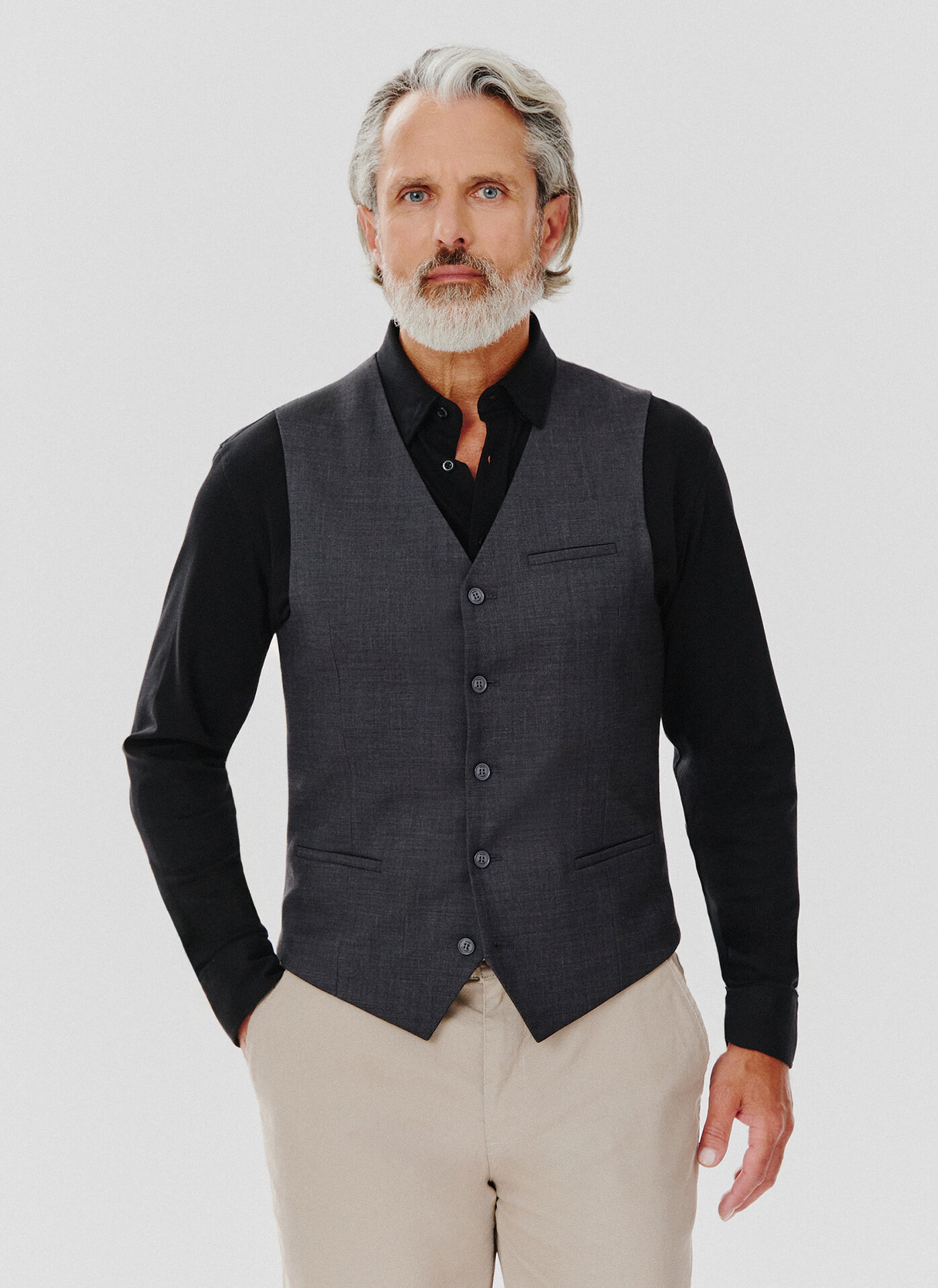 Gładka jednorzędowa kamizelka męska - Pako Lorente