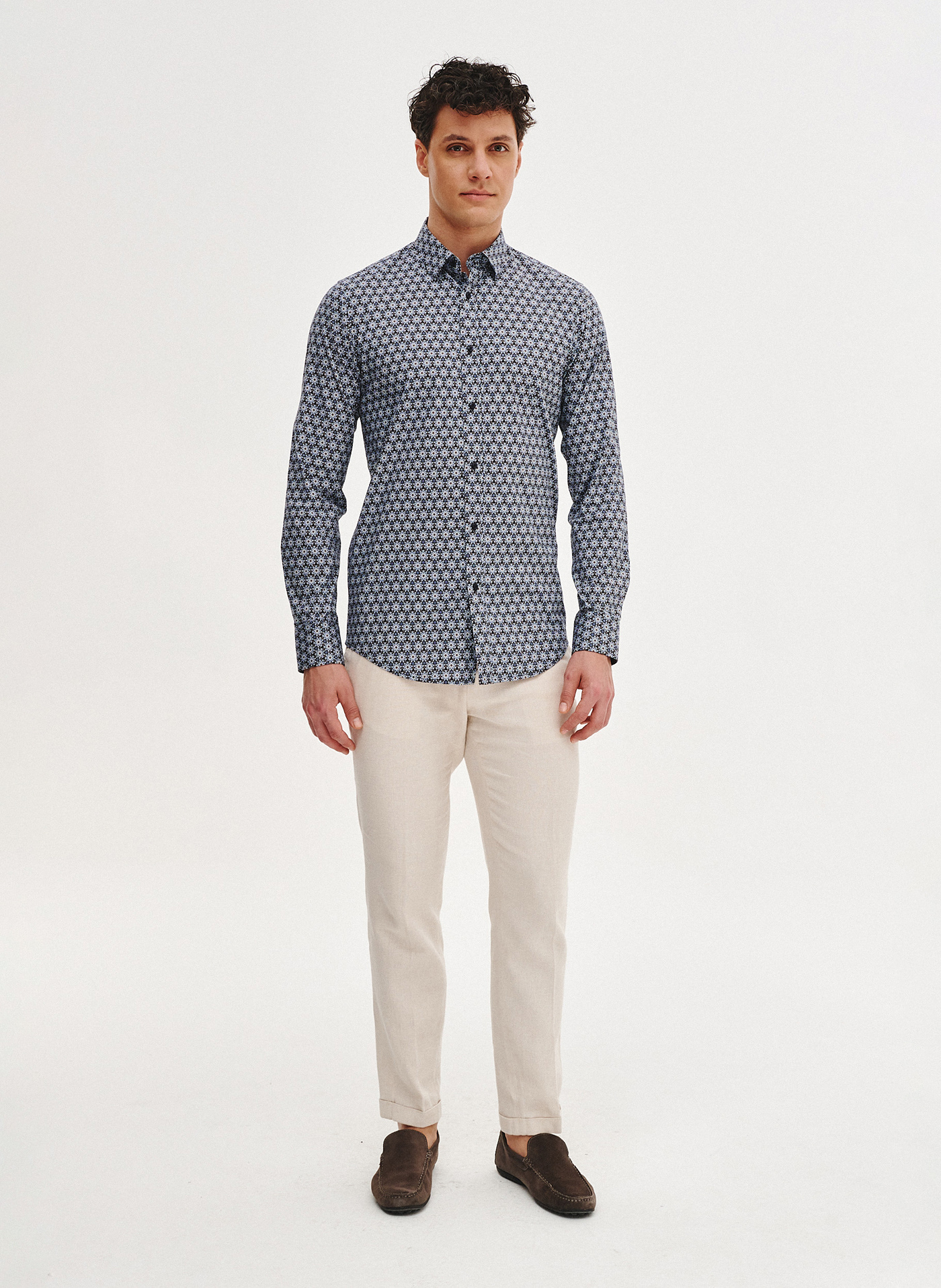 Koszula męska w niebieskie kwiaty - Pako Lorente