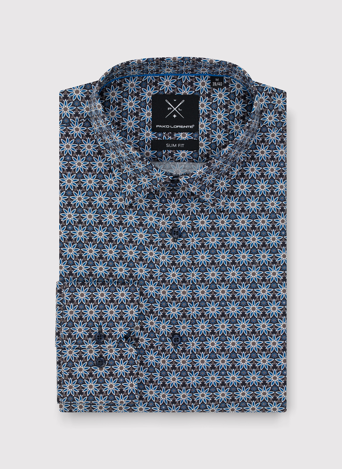 Koszula męska w niebieskie kwiaty - Pako Lorente