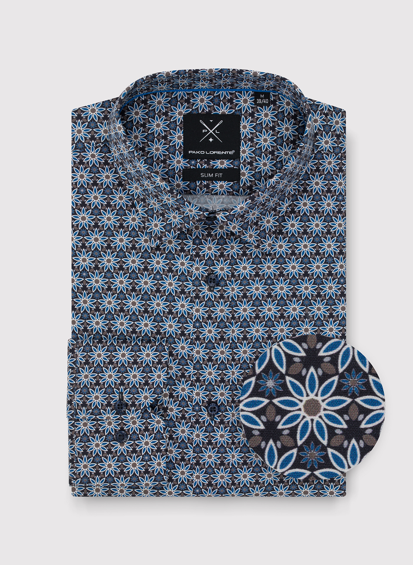 Koszula męska w niebieskie kwiaty - Pako Lorente