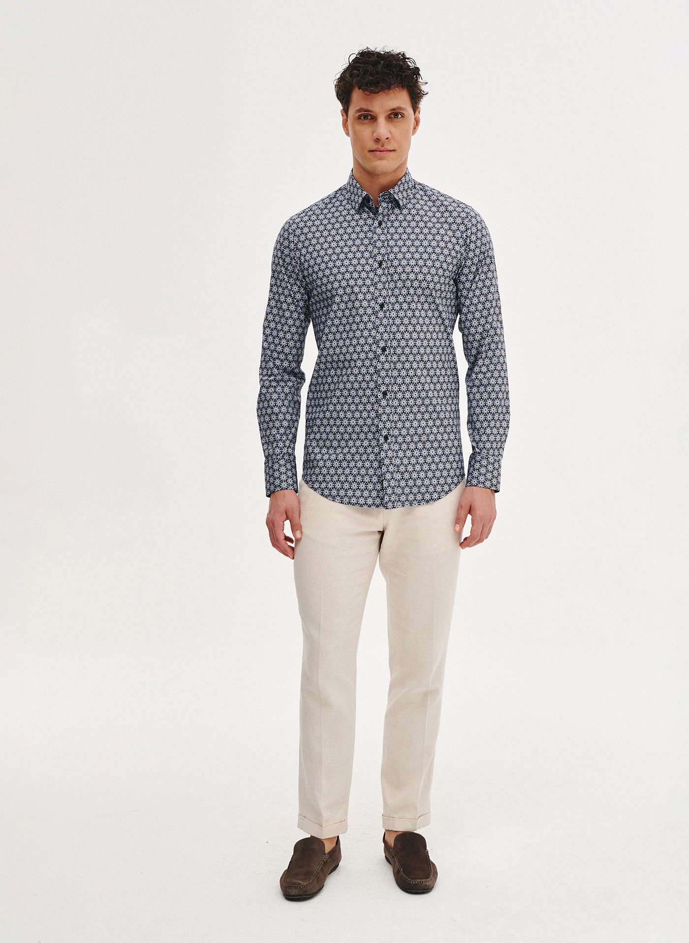 Koszula męska w niebieskie kwiaty - Pako Lorente