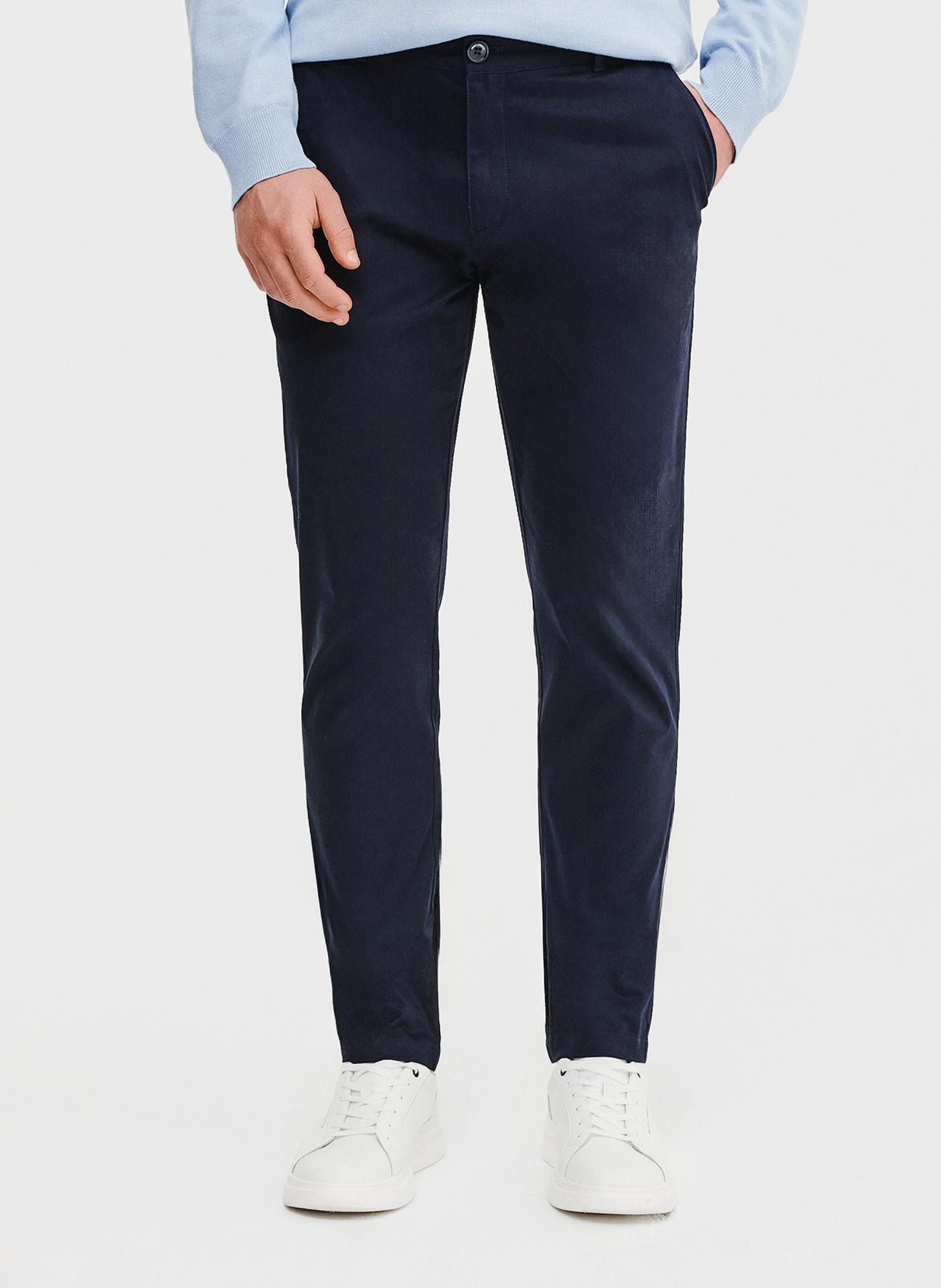 Granatowe gładkie spodnie męskie - Pako Lorente