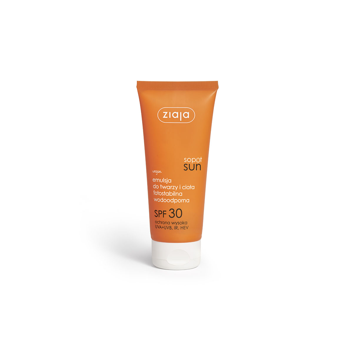 Ziaja Emulsja do twarzy i ciała fotostabilna wodoodporna SPF 30 ochrona wysoka UVA+UVB, IR, HEV Ziaja