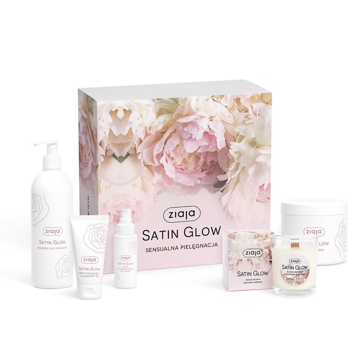 Ziaja Limitowany zestaw satin glow ze świecą Ziaja