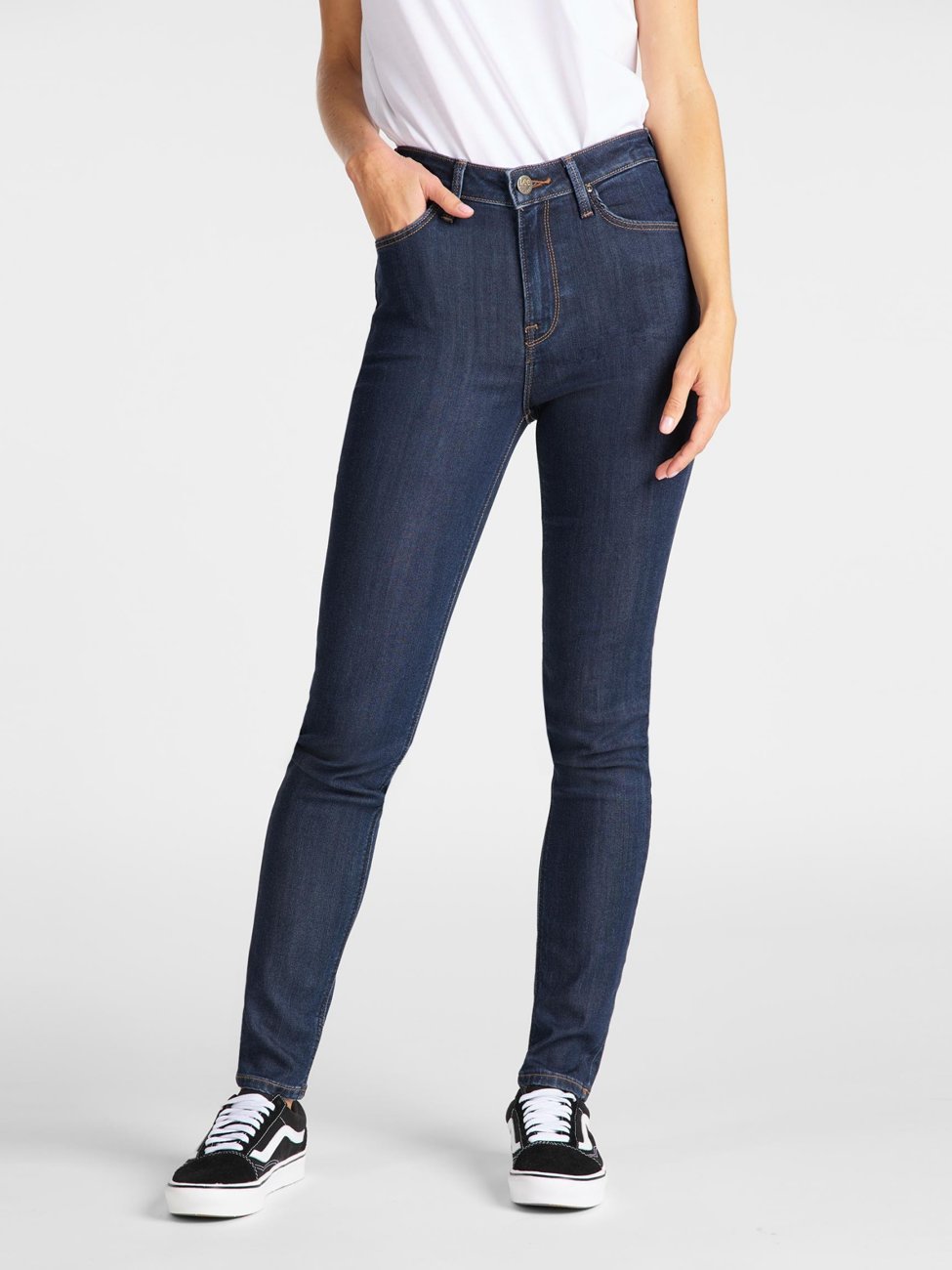 Damskie Spodnie Lee Ivy Super Skinny High Dark Hunt L32EMOHW 112107429, W28 L31