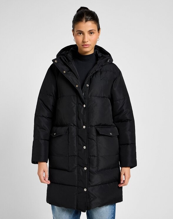 LEE DAMSKA KURTKA ZIMOWA LONG PUFFER JACKET UNIONALL BLACK 112355161 LI54008520, M