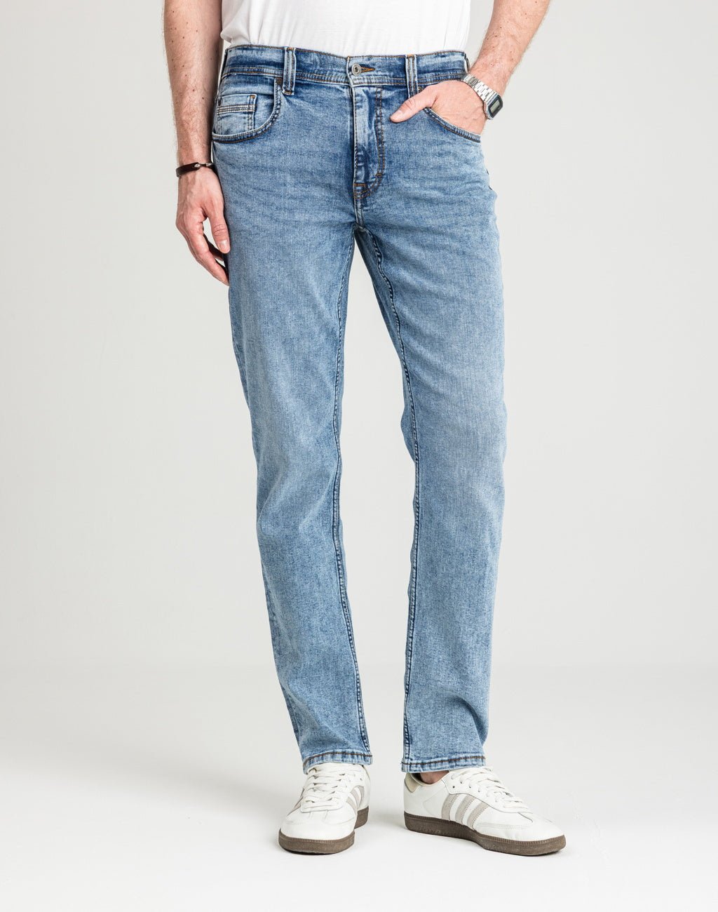 Męskie Spodnie Jeansowe Mustang Style Washington Straight Denim Blue 1016617 5000 202, W33 L30