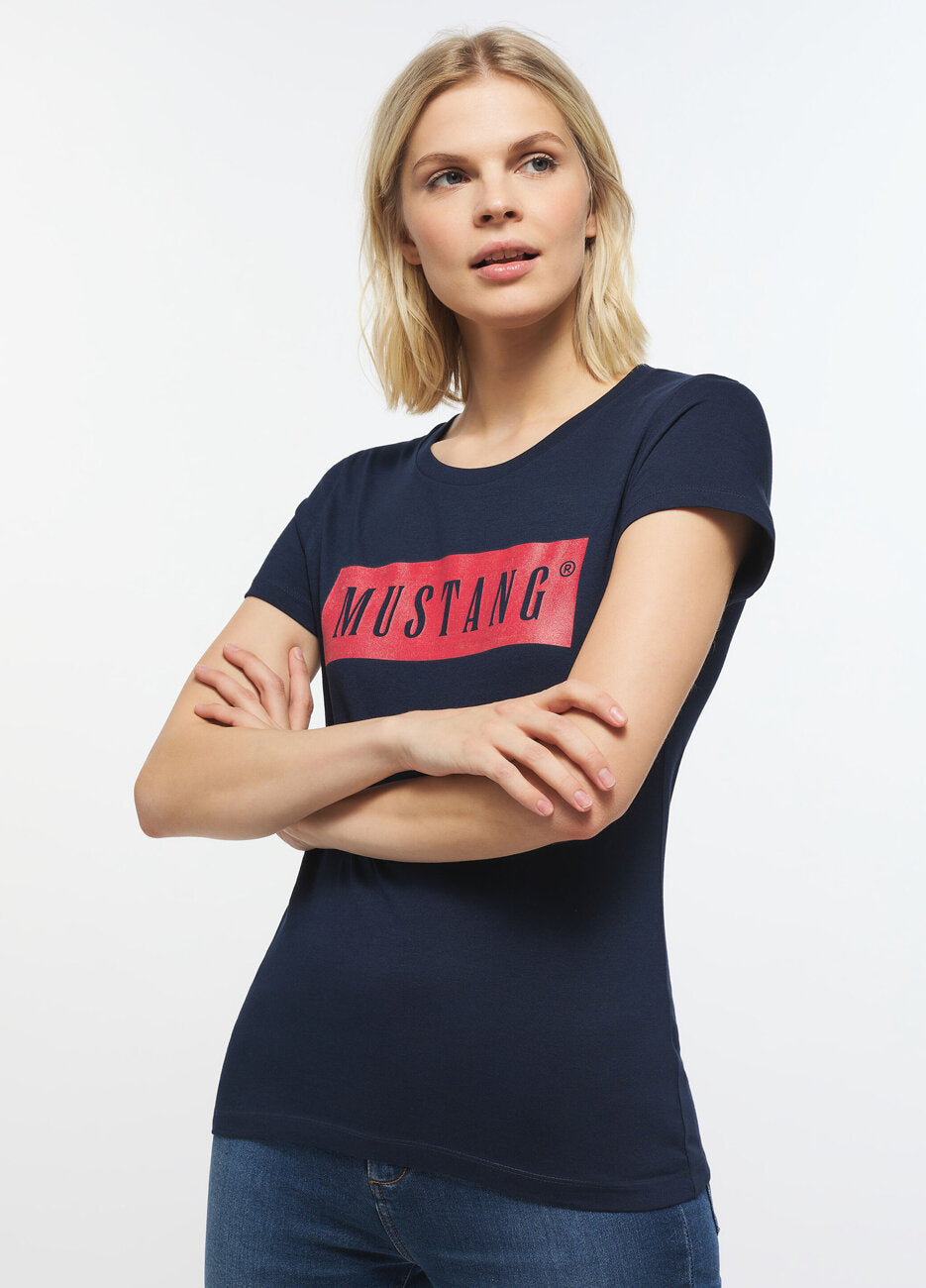 T-Shirt Damski Mustang Alina C Logo Tee Blue Nights 1013220 4085, S