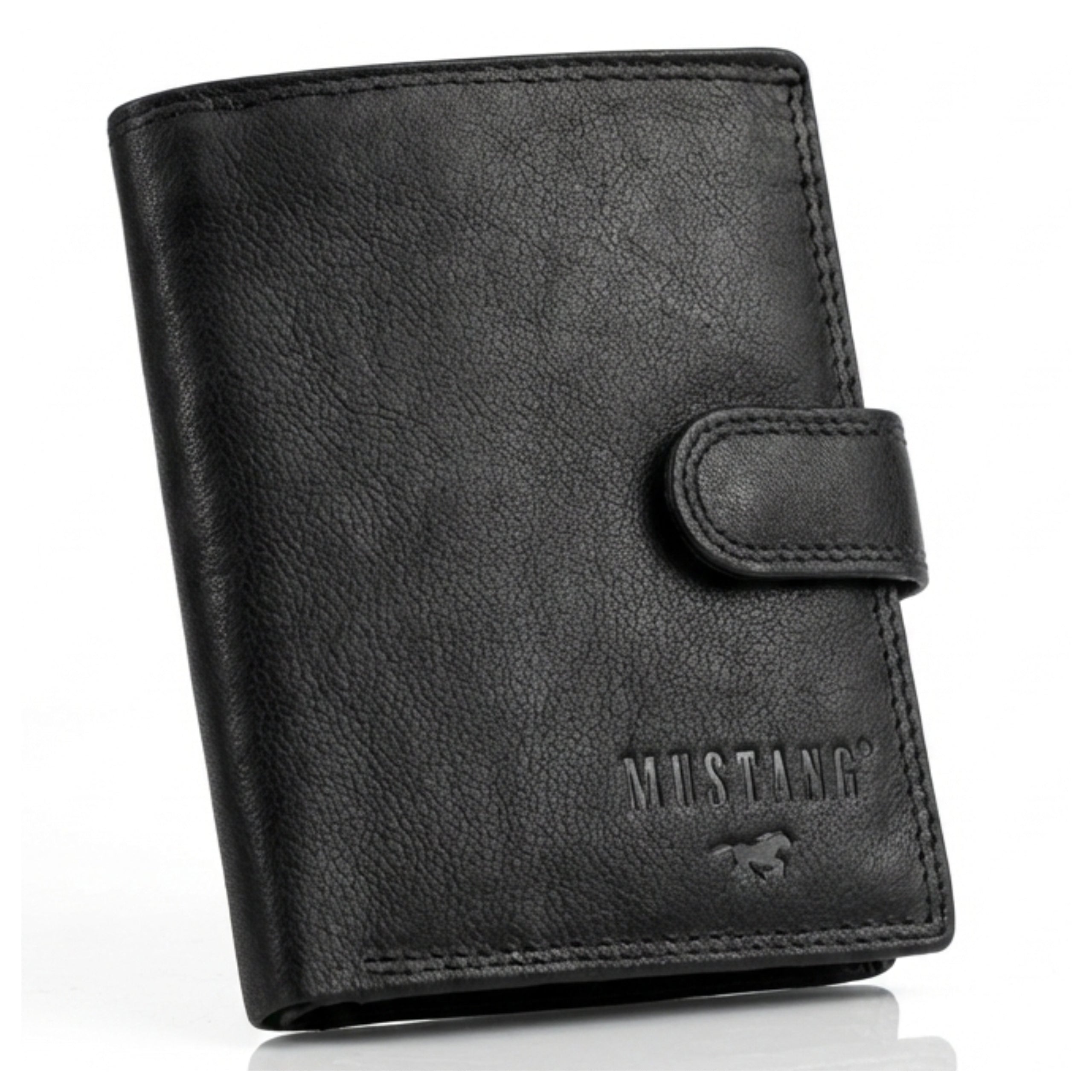 Męski Portfel Skórzany Czarny Mustang Denimo Wallet