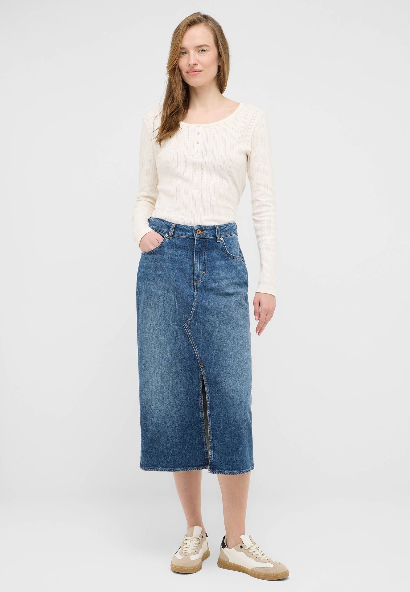 Damska Spódnica Maxi Mustang Style Eureka Denim Skirt Denim Blue 1016941 5000 582, W30