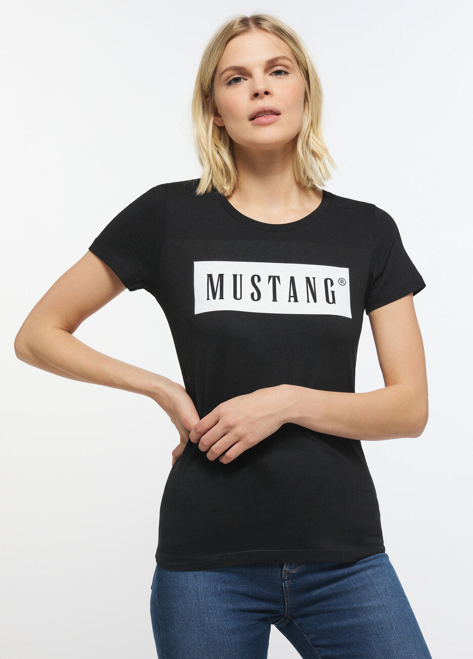 T-Shirt Damski Mustang Alina C Logo Koszulka Black 1013220 4142, XS