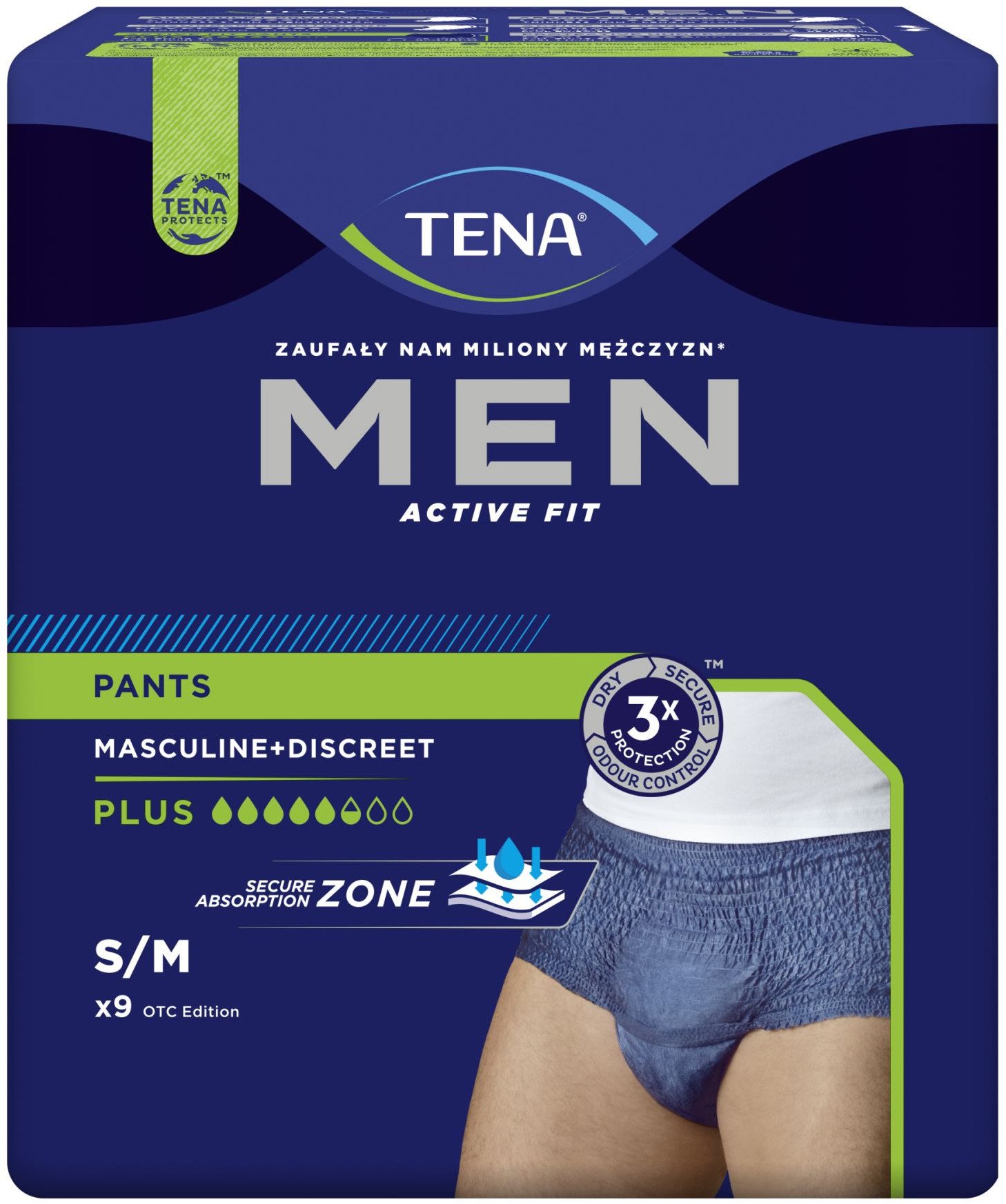 Tena TENA PANTS MEN PLUS BLUE S/M '9 OTC (5,5 kropli)