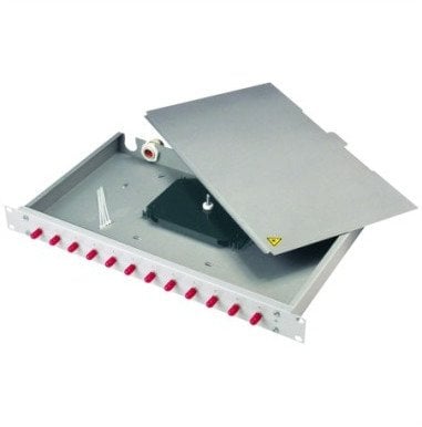 TELEGRTNER 19 FO-PP BAS-ECO 1U 12 LCD OM4 nPT, zmontowane adaptery, 12x LC Duplex, fioletowy, OM4