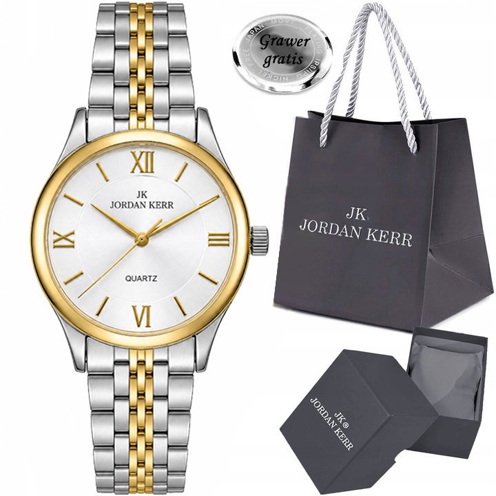 Zegarek Jordan Kerr Damski BRUNA srebrno-złoty (P9016-03-NE)