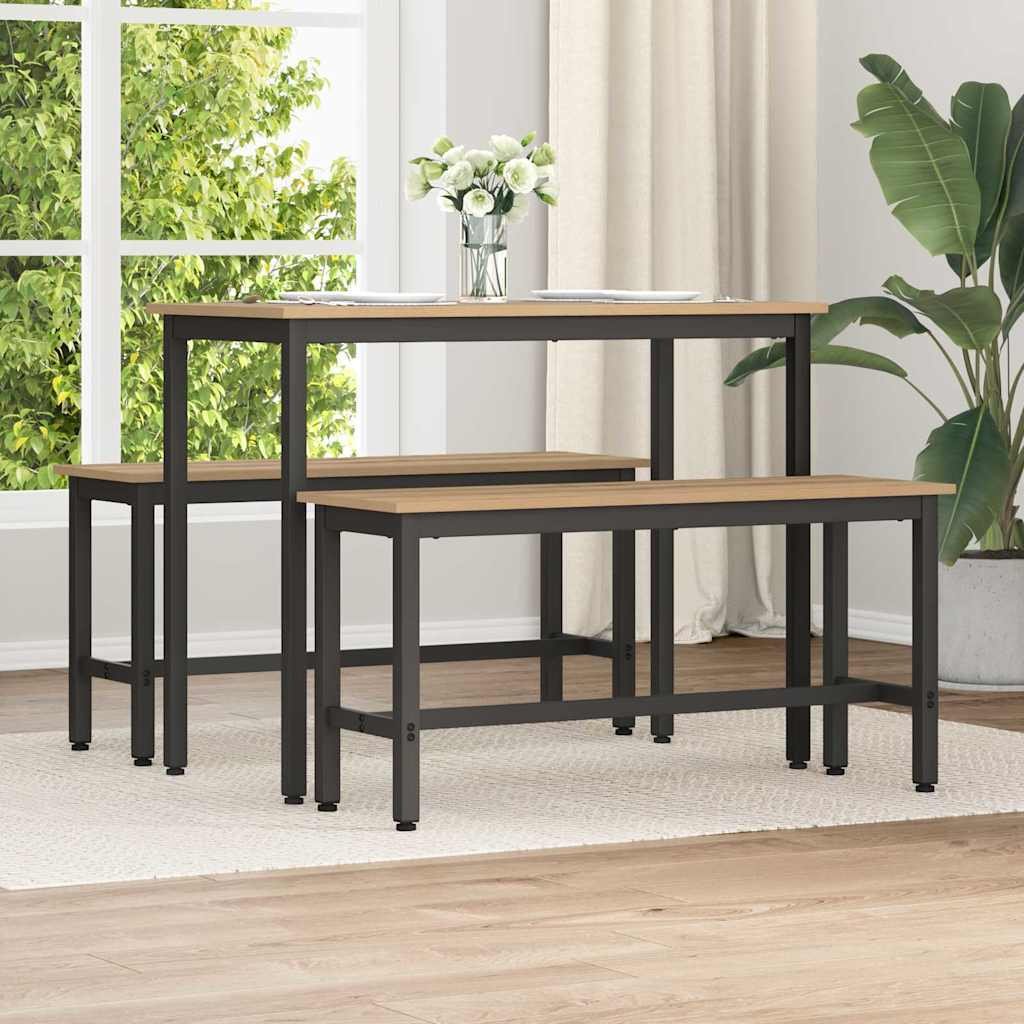 vidaXL Ławka jadalniana 2 pcs Dąb rzemieślniczy 100 x 32,5 x 48,5 cm