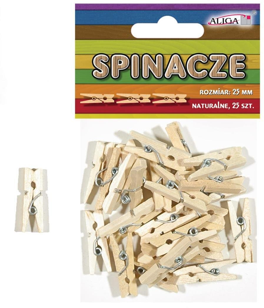 Aliga Spinacze drewniane naturalne 25mm 25szt