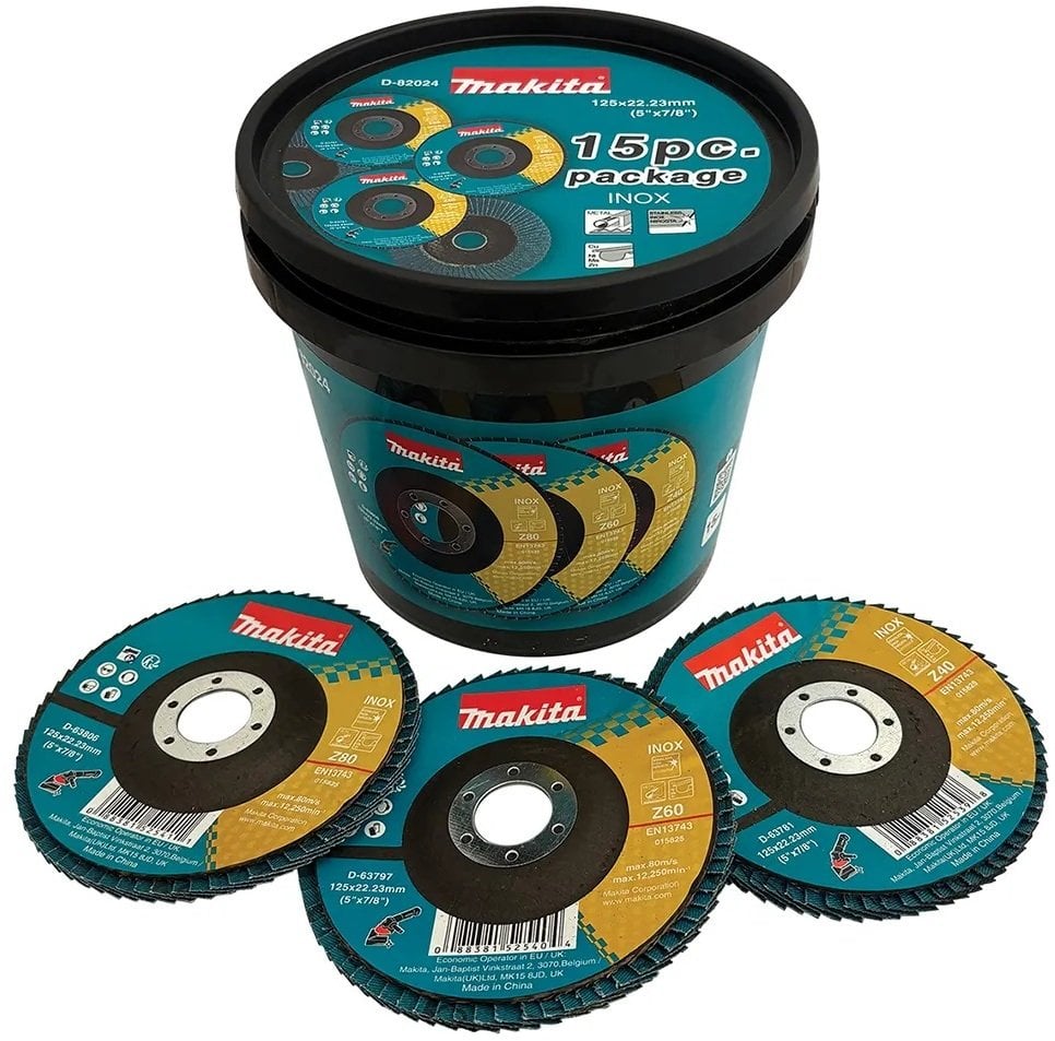 MAKITA ŚCIERNICA LISTKOWA ZESTAW 15szt P40/P60/P80 WIADERKO