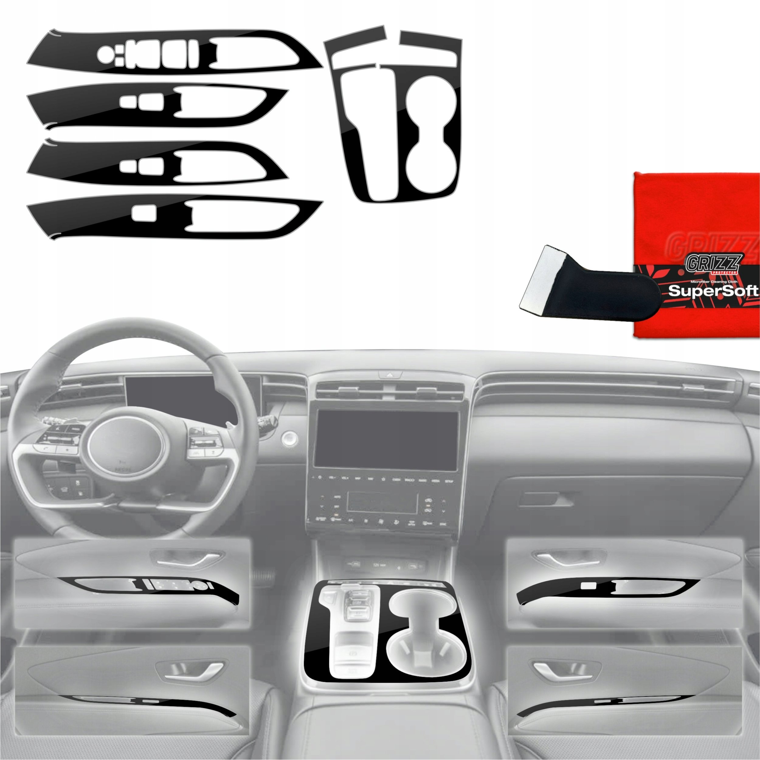 GrizzGlass Folia do wnętrza GrizzGlass PianoSkin Glossy do Hyundai Tucson N-Line (2021-2024) [5w1]
