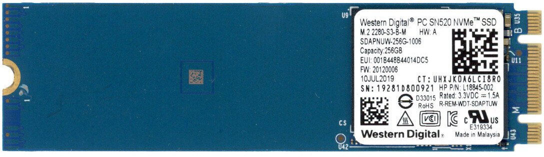 Dysk WD Western Digital PC SN520 256GB M.2 NVME PCIE x2 SSD OEM (SDAPNUW-256G-1014)