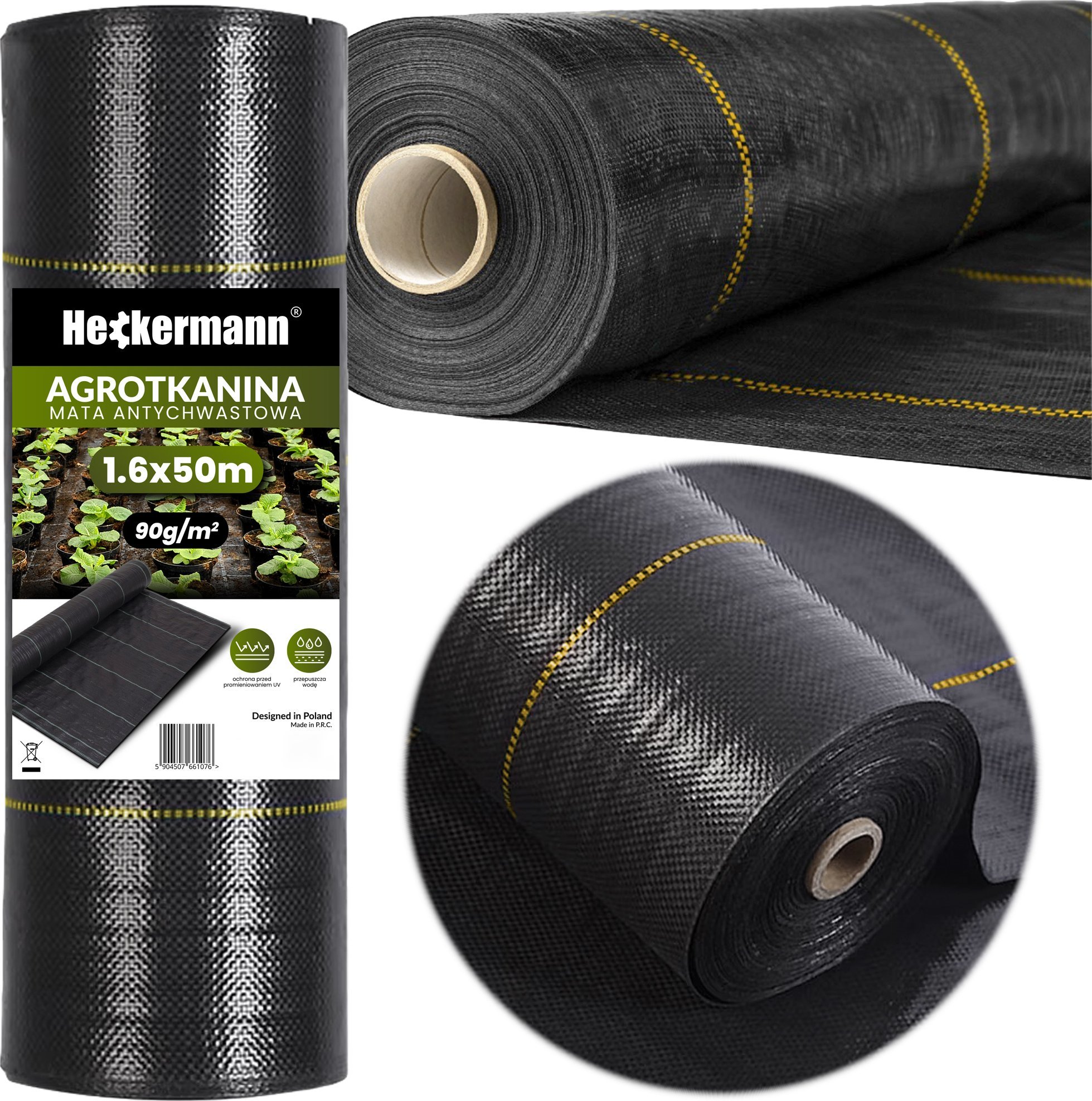 Agrotkanina Heckermann 1,1x50m 90g/m2 Czarno-żółta