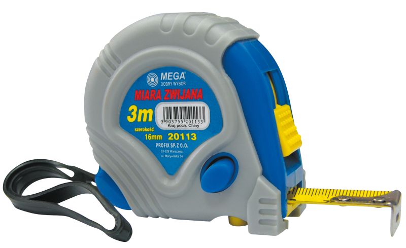 Mega Miara zwijana 5m/19mm 3 stopery gumowa osłona skin pack - 20115K