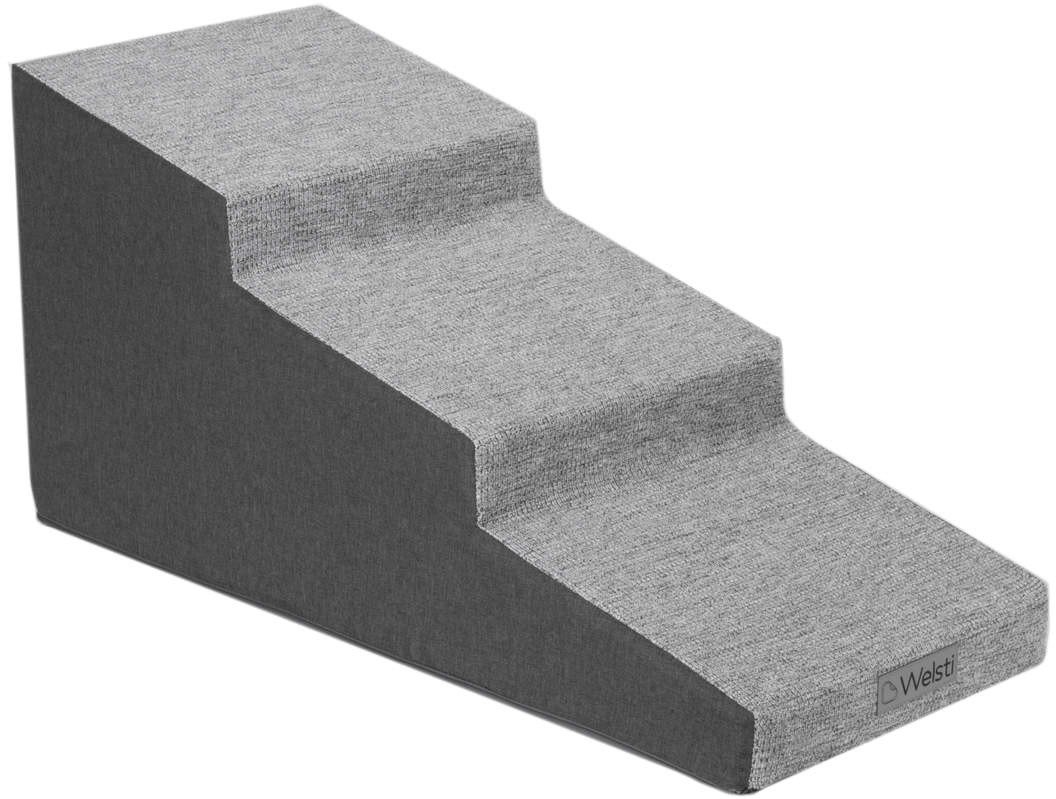 Schody dla psa Welsti 40cm 3 pochylne stopnie ciemne szare