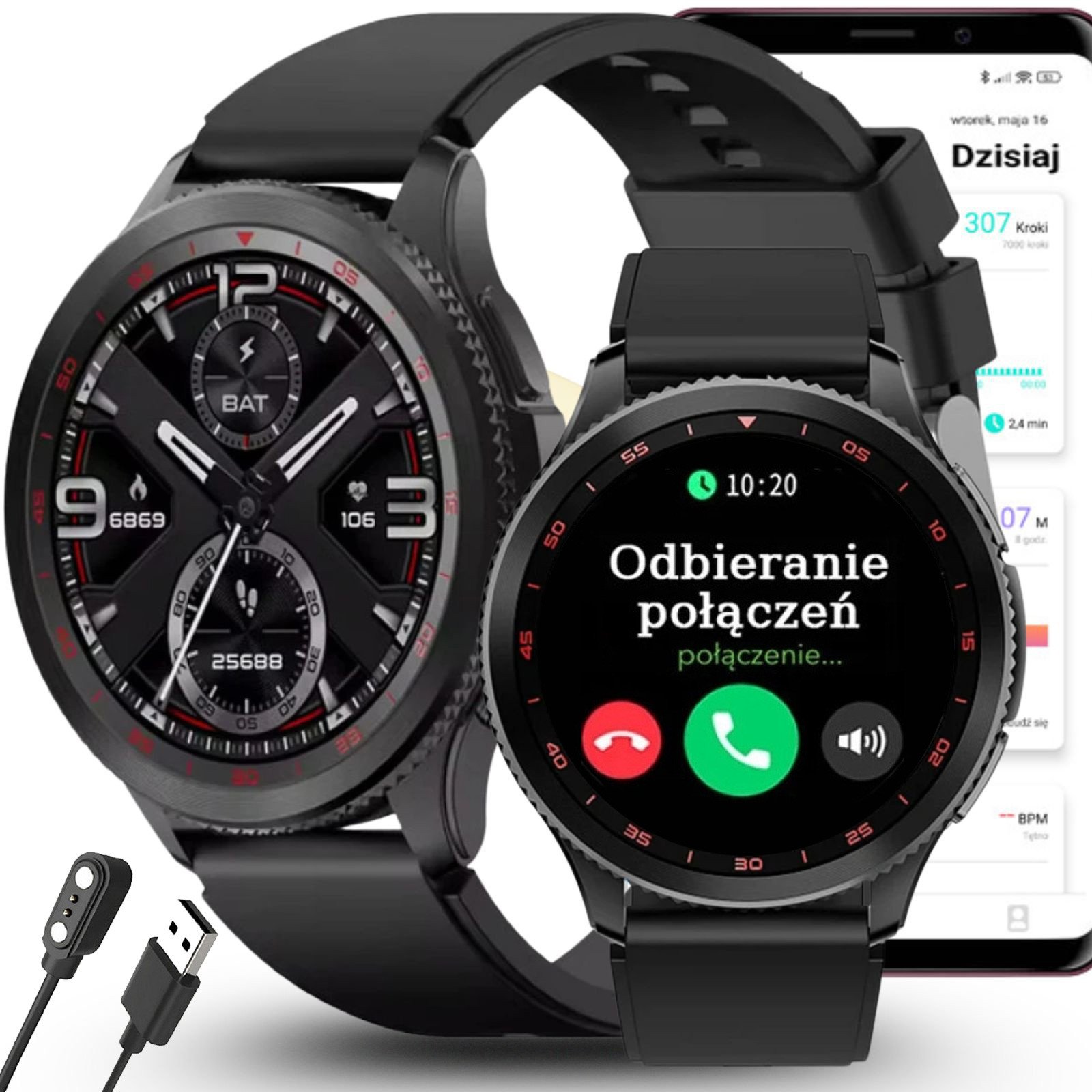 Smartwatch Rubicon Smartwatch AMOLED Rozmowy Bluetooth Puls Ciśnienie Sport