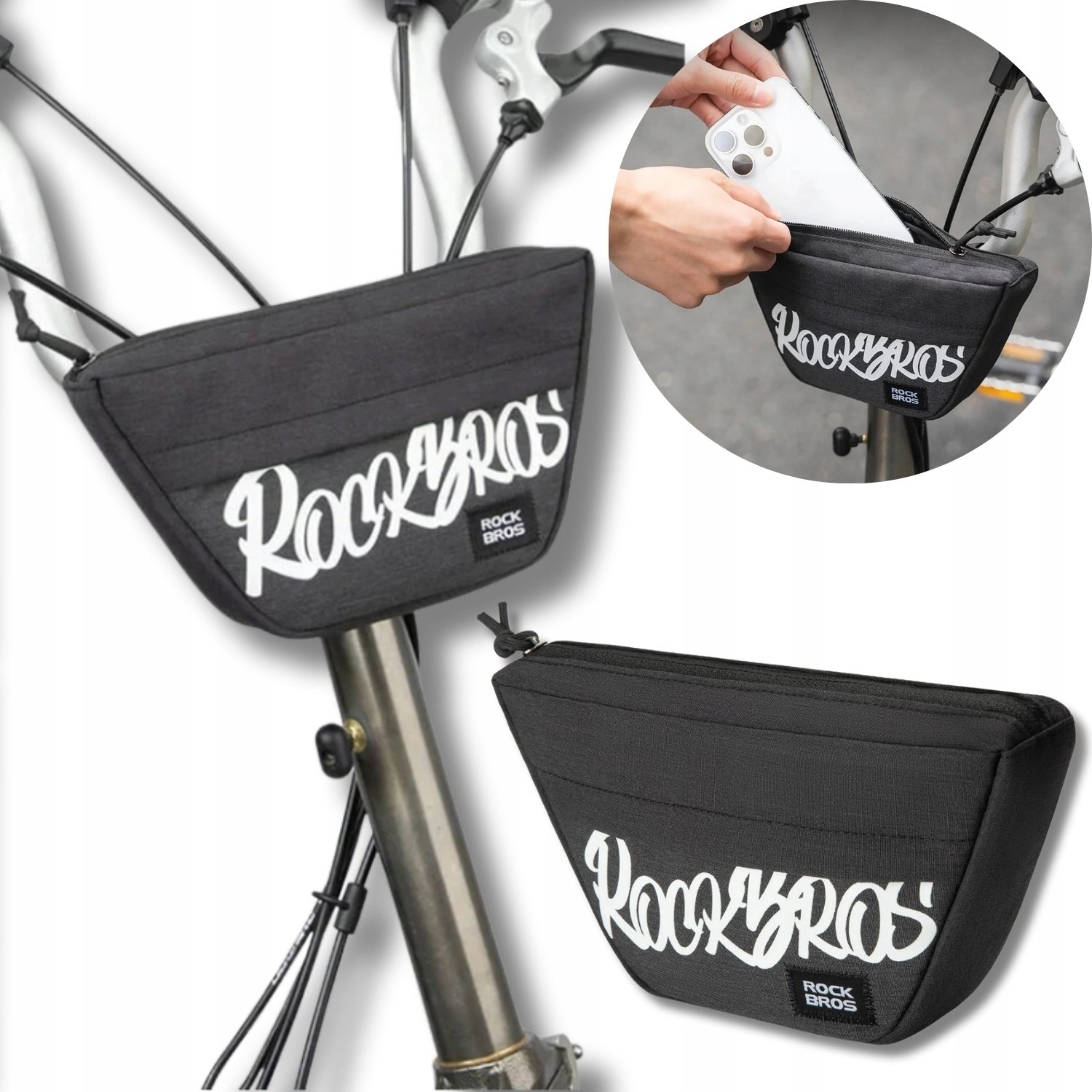 RockBros Torba rowerowa G011 Flash Journey na kierownicę trapezoidalna 0,7 l - czarna (5907769391309...