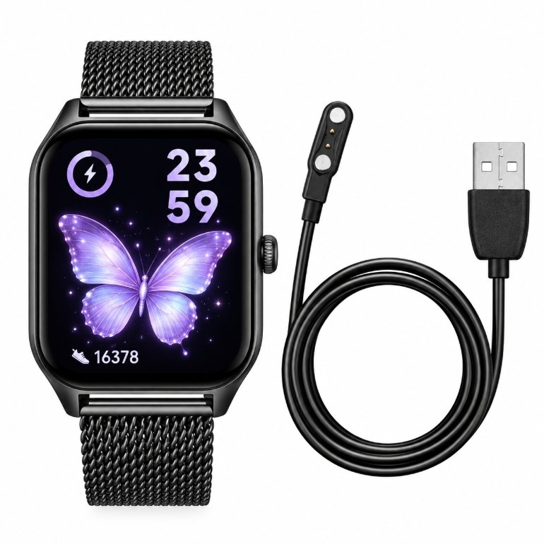 Smartwatch Rubicon Zegarek smartwatch F03-czarny mesh (RNCF03-BLACK BR-NE)
