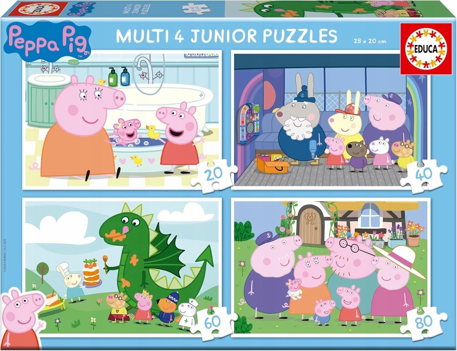 Educa Puzzle 20 + 40 + 60 + 80 Świnka Peppa