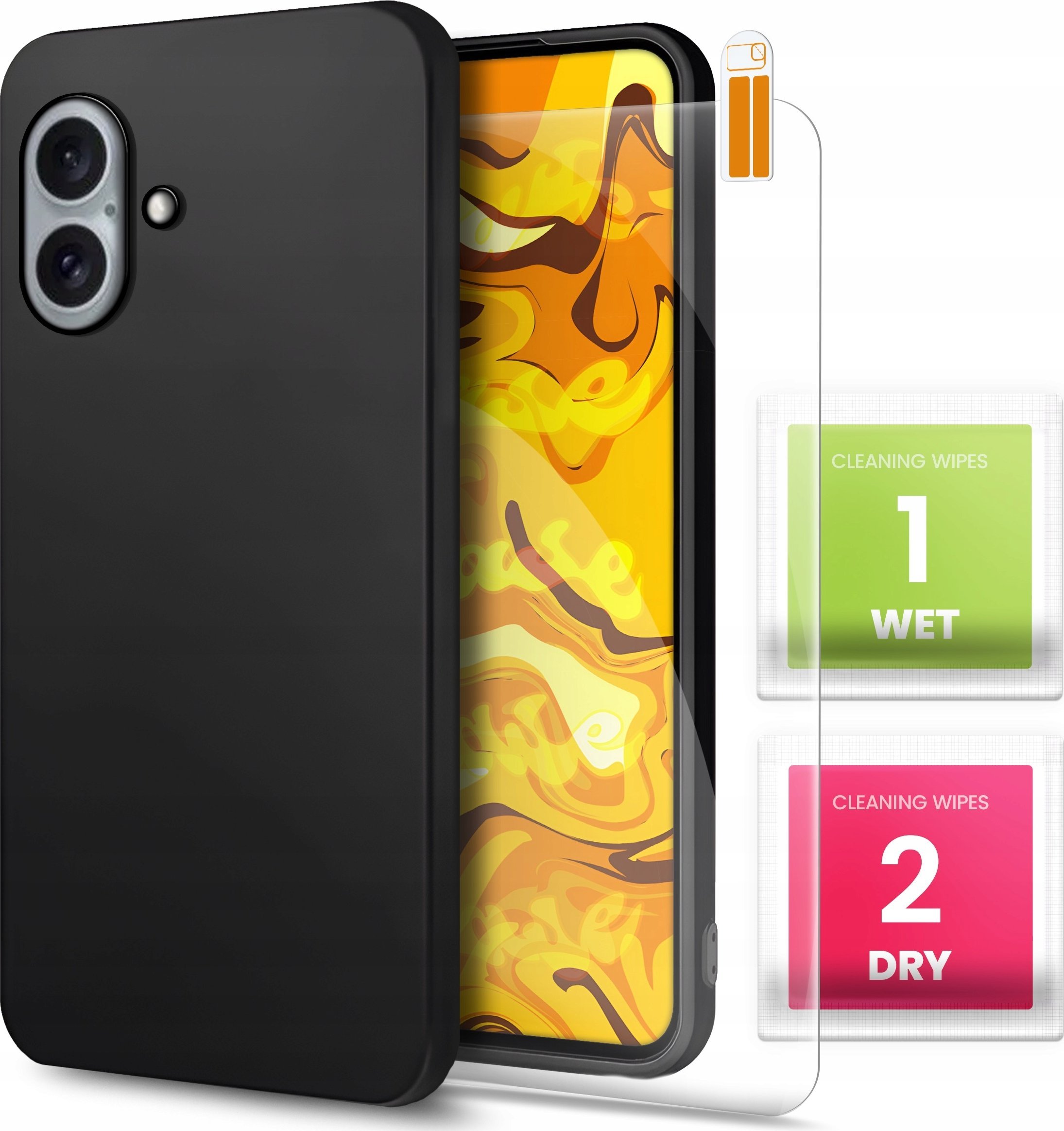 Hello Case ETUI DO APPLE IPHONE 16 GUMOWE CZARNE MATOWE SILIKON POKROWIEC SZKŁO 9H