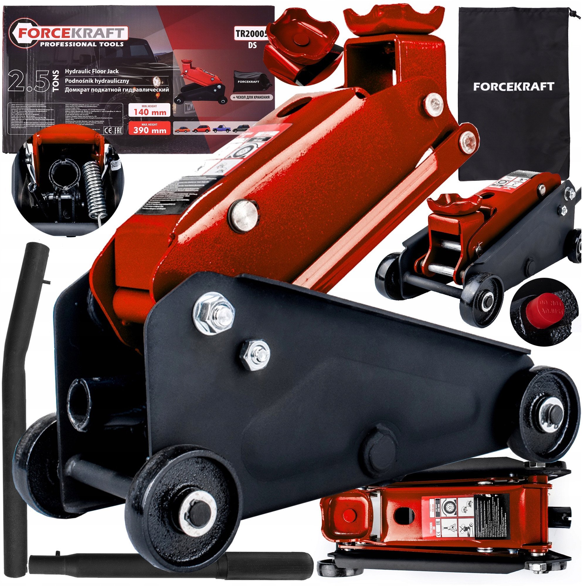 Podnośnik hydrauliczny 2,5t (h min 135mm, h max 395mm)