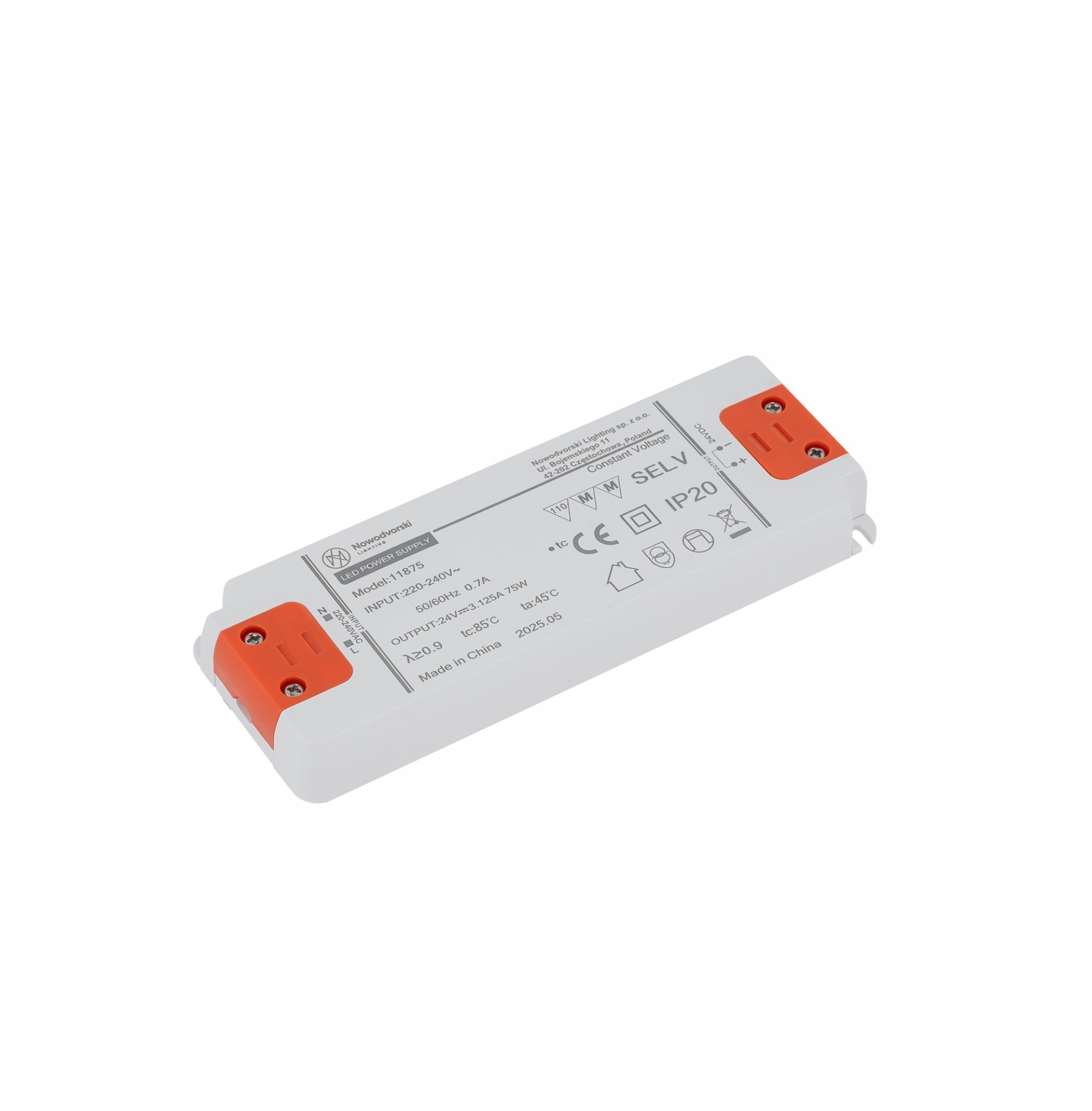 Nowodvorski Zasilacz zewnętrzny 24 V DC 75 W do Jednofazowych Szynoprzewodów Power Supply 11875