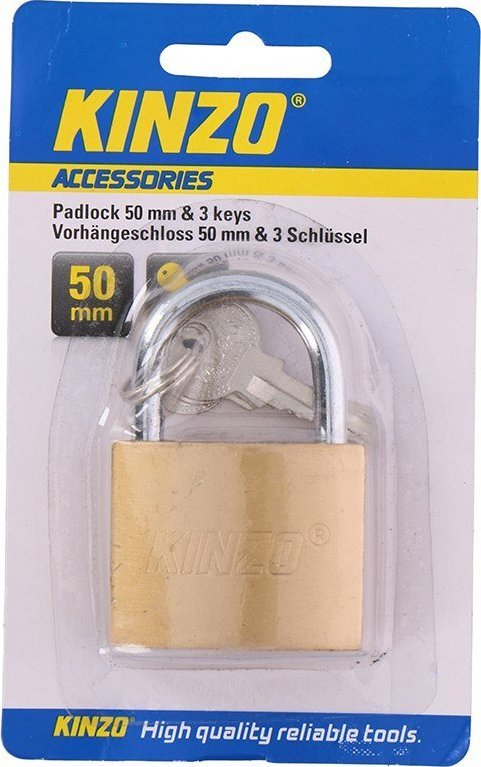 Kinzo Kinzo - Kłódka mosiężna 50 mm z 3 kluczami