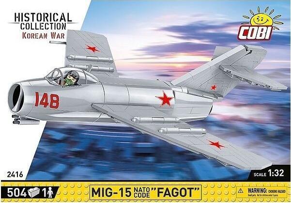 COBI 2416 Historical Collection Korean War Wojna w Korei Samolot myśliwski MIG-15 NATO CODE "FAGOT" 504 klocki