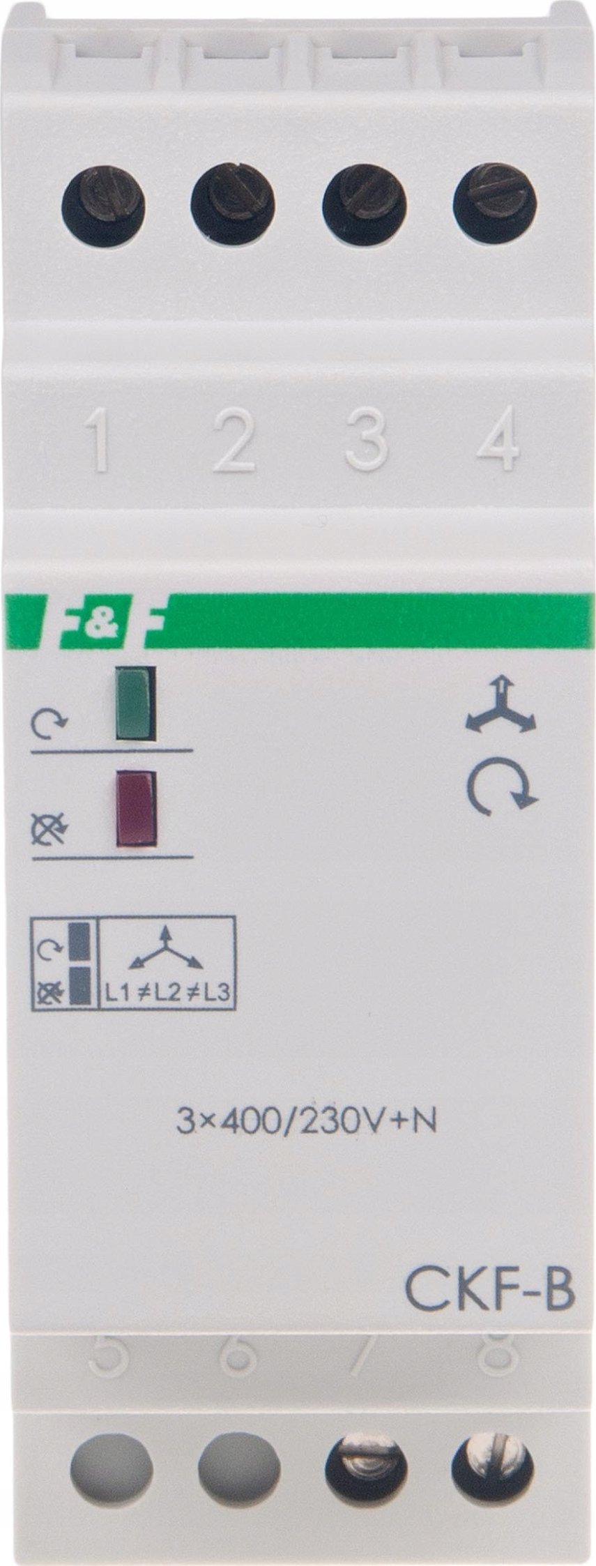 F&F Przekaźnik kolejności i zaniku faz CKF-BR-TRMS 10A 1NO/NC opóźnienie 4s asymetria 40-80V True RM...