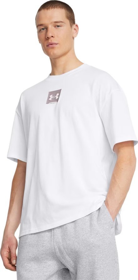 Under Armour Koszulka UA Męski T-shirt z nadrukiem M Hw Os Sm Box Ss - biały XL