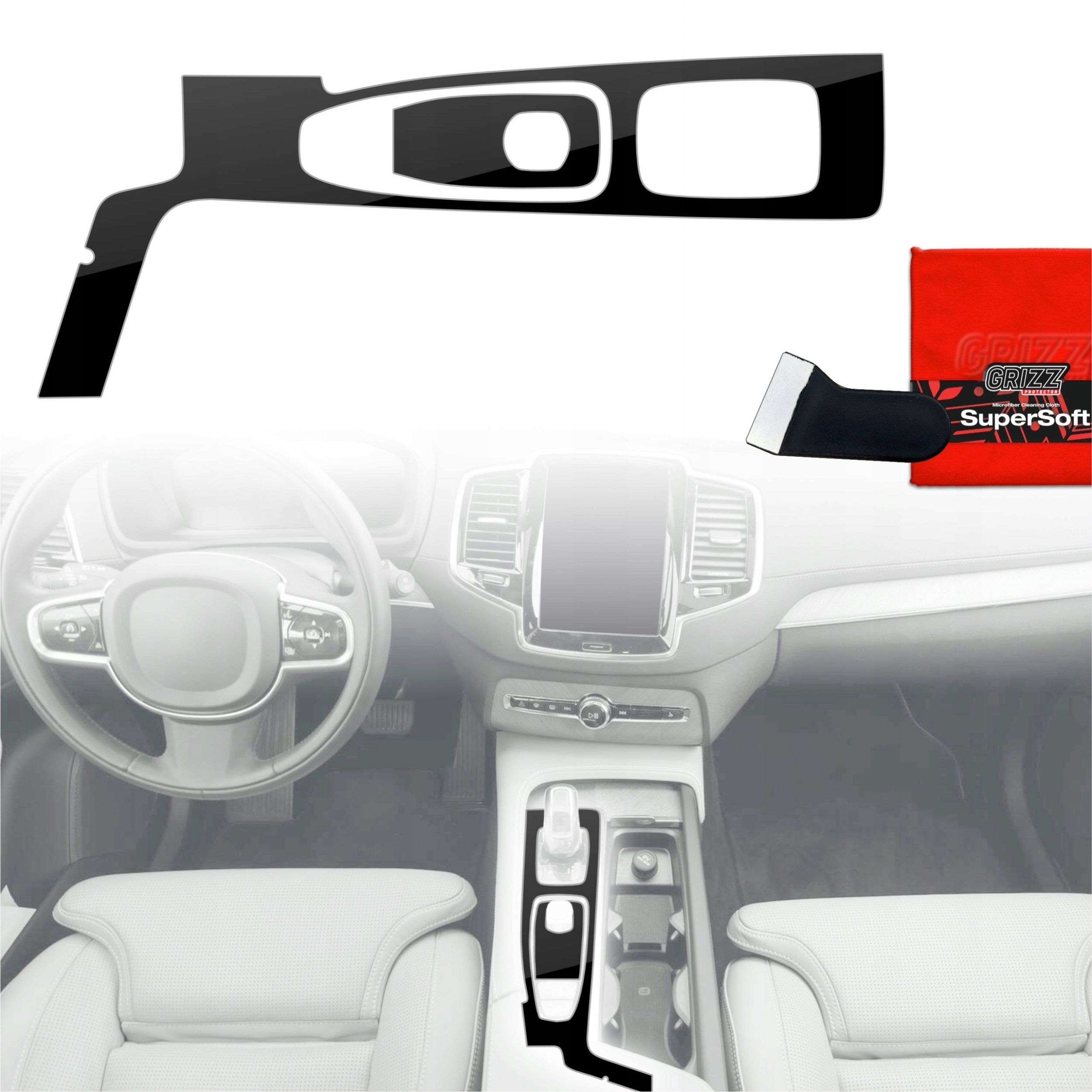 GrizzGlass Folia do wnętrza GrizzGlass PianoSkin Glossy do Volvo XC90 B5 (2022-2026) [2w1]
