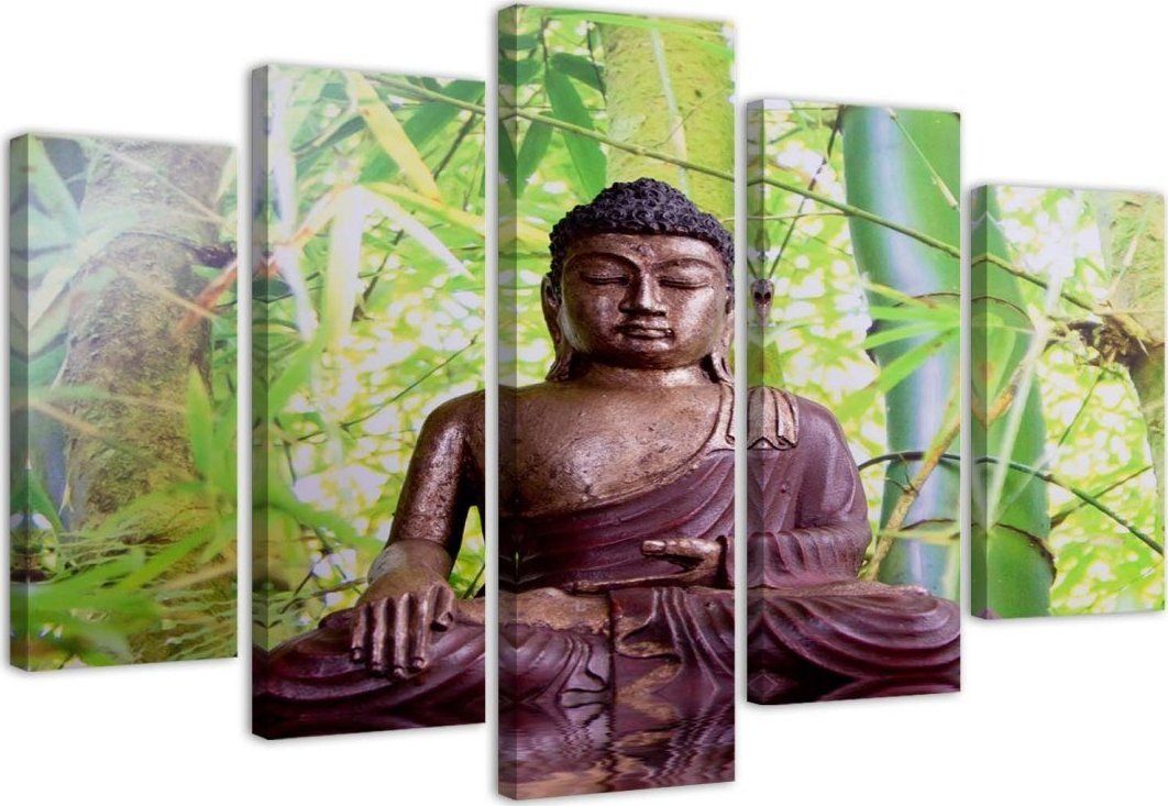 Фото - Картина Feeby Obraz pięcioczęściowy na płótnie, Budda na tle bambusów - 150x100