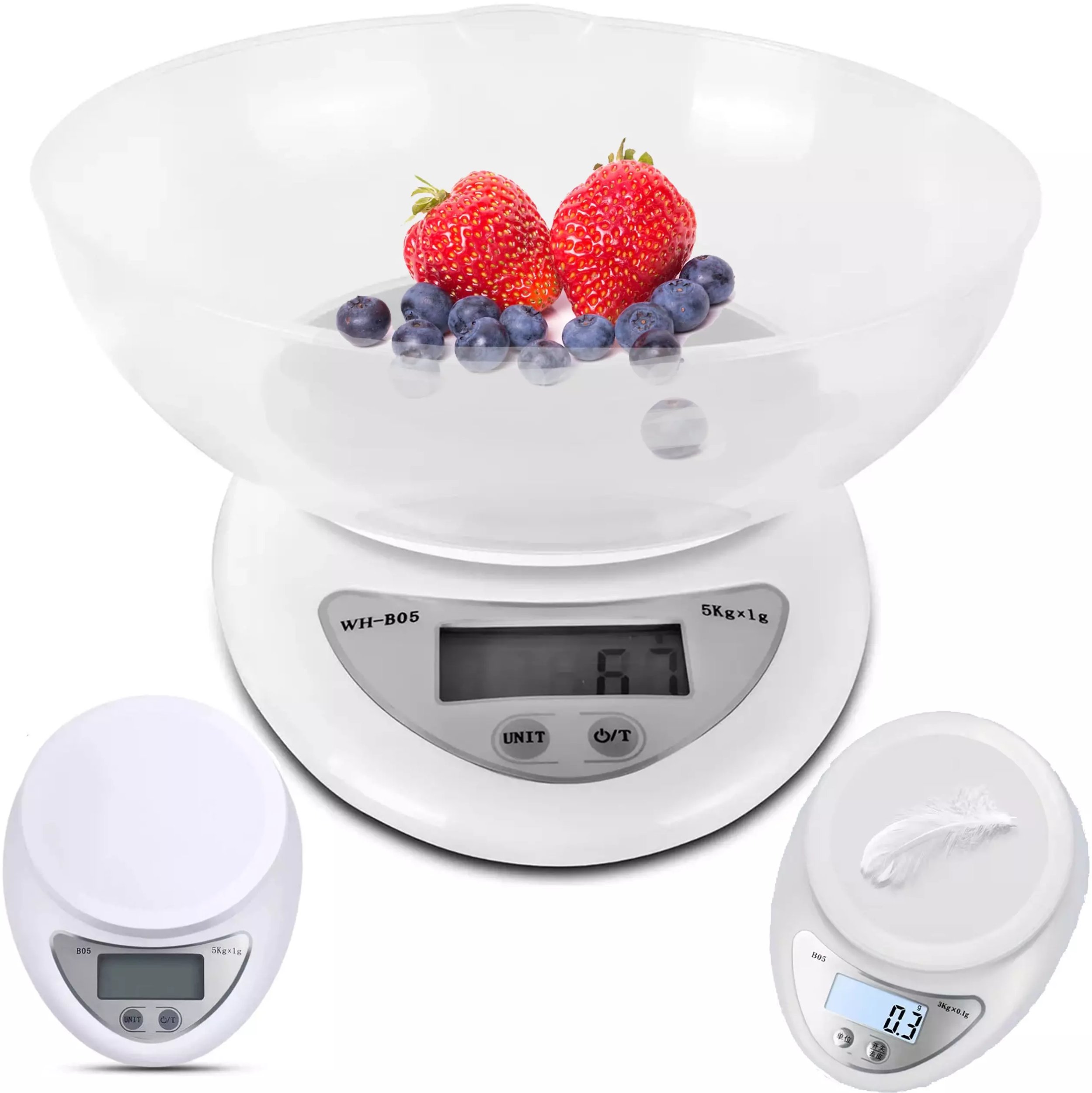 Waga kuchenna Realne Ceny Elektroniczna Waga Kuchenna Precyzyjna LCD z Miską Tara 5g 5000g/0,1g