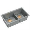 QUADRON | LOGAN 120 | granitowy zlewozmywak kuchenny SILVER STONE + MIEDŹ PVD | wymiar: 76 x 45 x 23,5 cm | 2-komorowy podwieszany | podbudowa szafki
