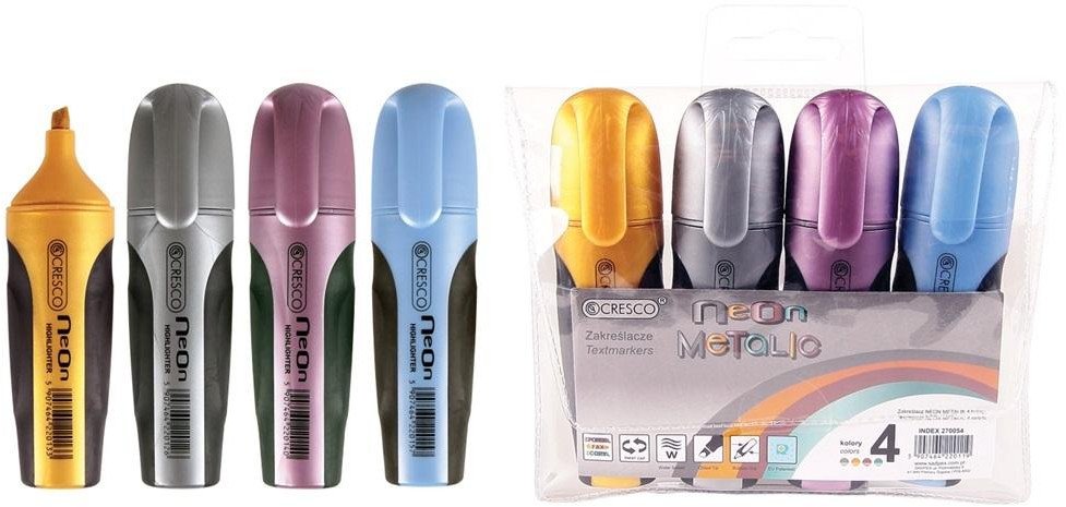 Cresco Zakreślacz Neon Metalic 4 kolory