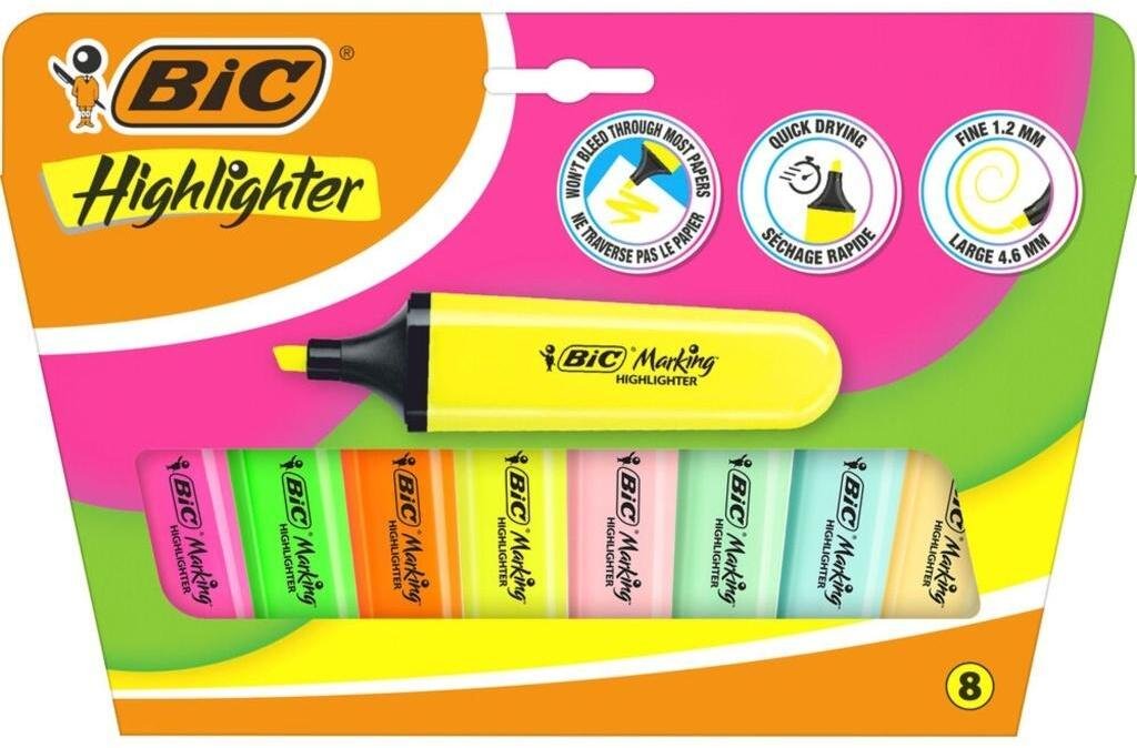 Bic Zakreslacz Flat Highlighter neon pastel mix 8szt
