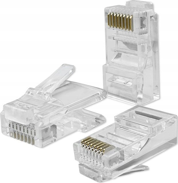 Qoltec Wtyk QOLTEC przelotowy złącze RJ45 | CAT5e | UTP | Pass Through | Pozłacane styki | 10 sztuk