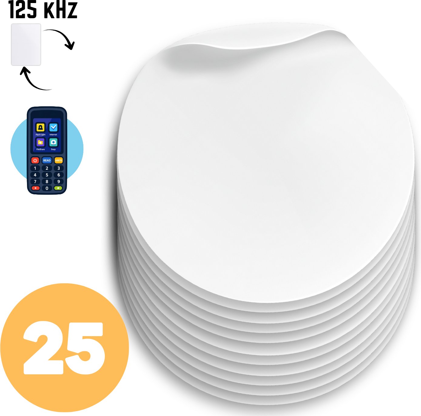 Spreest 25 SZT NAKLEJKA DOSTĘPU RFID 125KHZ ZBLIŻENIOWA ID PROGRAMOWALNA KOPIOWALNA