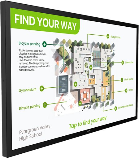 Philips 3000 series 55BDL3751T/00 signage display Interaktywny płaski panel 138,4 cm (54.5") LCD Wi-Fi 450 cd/m 4K Ultra HD Czarny Ekran dotykowy Proc