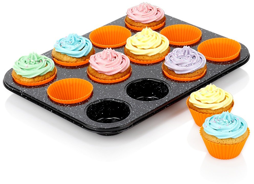 Vilde Forma do muffinek granitowa z foremkami silikonowymi 13 el.