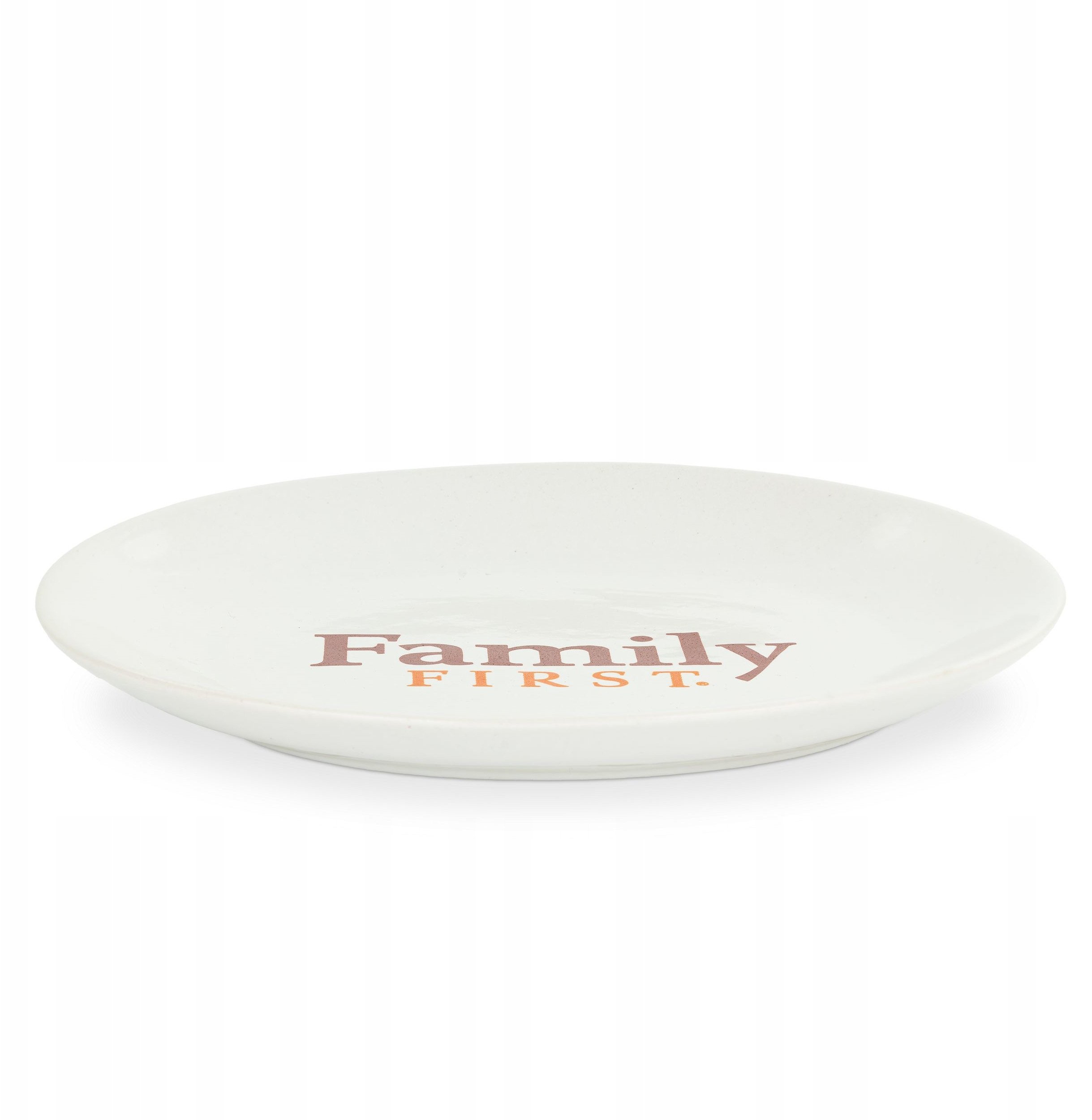 Talerzyk, dla kota, bia�y, nadruk Family First, ceramiczny 18x15cm