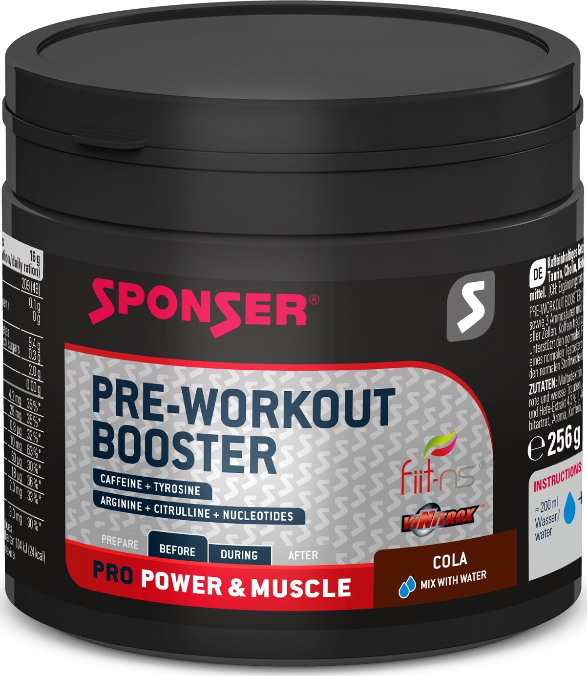 Sponser Odżywka SPONSER PRE-WORKOUT BOOSTER Cola Puszka 256g (NEW 2025)