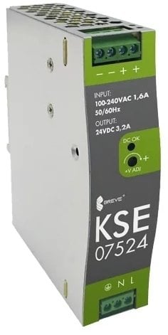 SilentiumPC Zasilacz impulsowy KSE 07524M 230/ 24VDC 3,2A 75W na szynę DIN, Napięcie: 96-264VACVAC, ...
